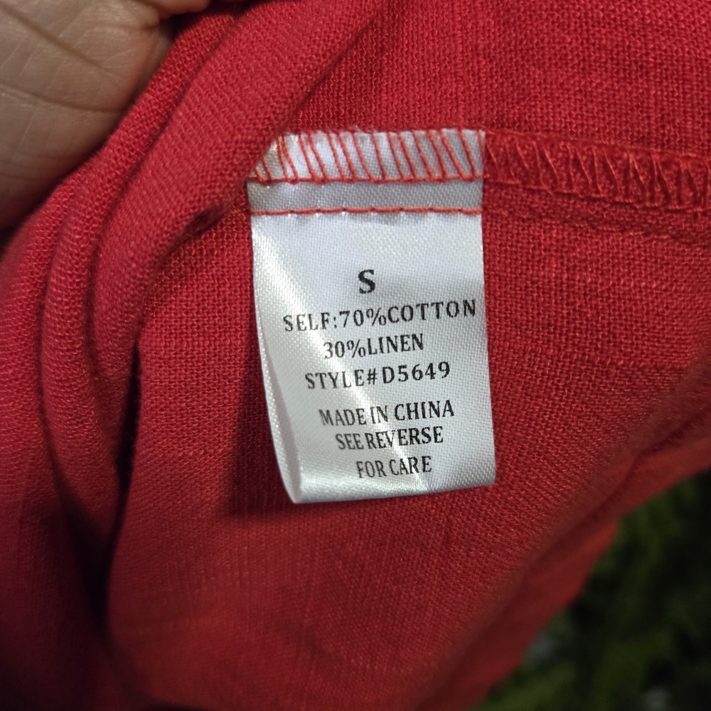 See and Be Seen Red Embroidered Linen Boho Midi Dress – Size Small, NWT - Picture 6 of 7
